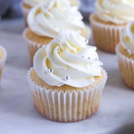 white almond cupcakes featured image