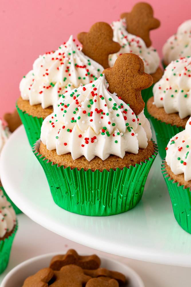 Easy and festive gingerbread cupcakes.
