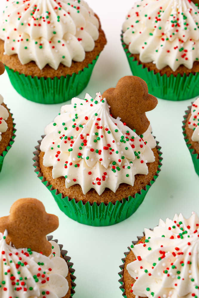 Easy Christmas gingerbread cupcakes.