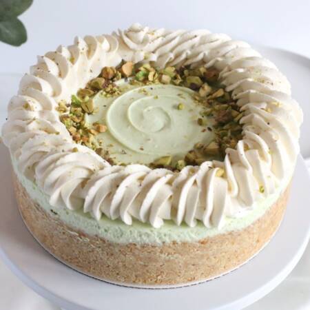 no bake pistachio cheesecake featured image