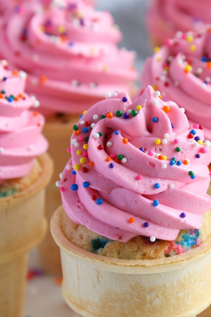 ice cream cone cupcakes close up