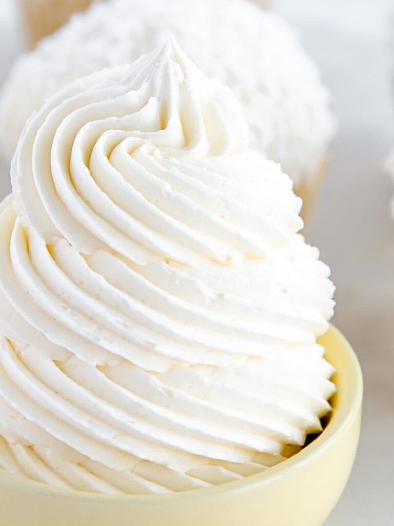 coconut buttercream frosting close up