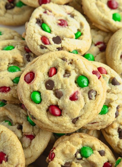 holiday m&m cookies featured image
