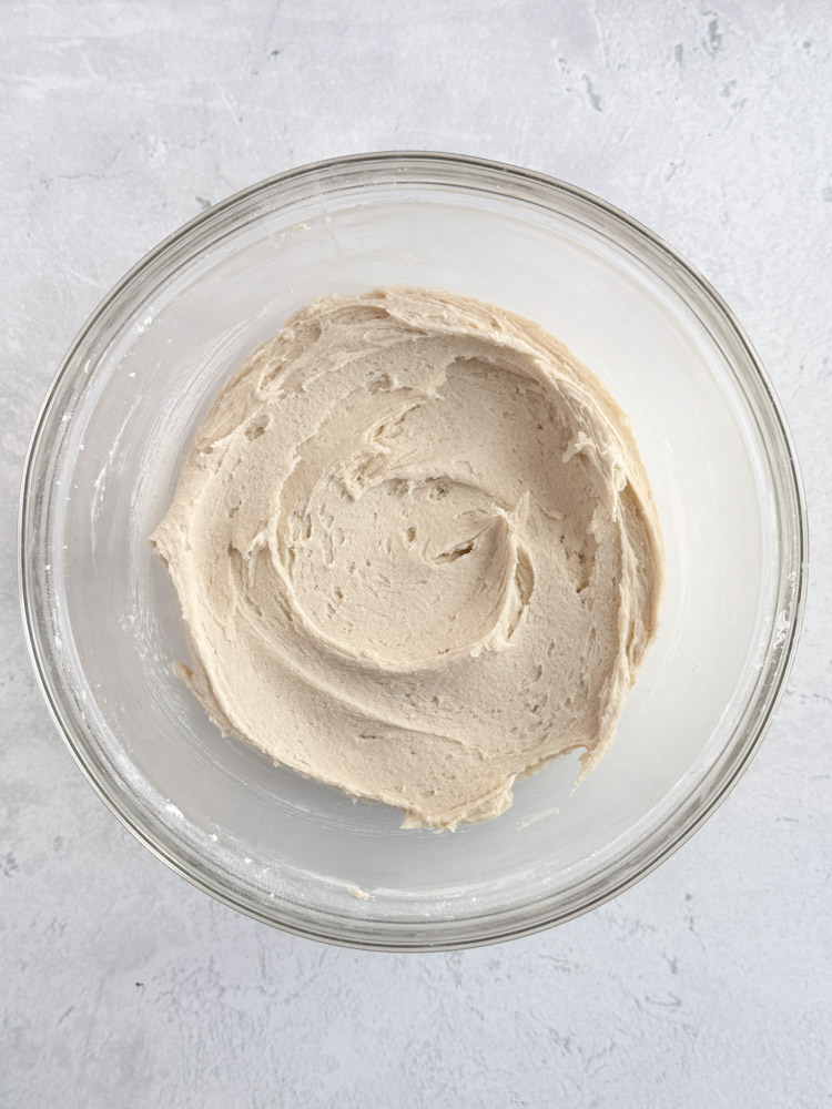 Vanilla cookie dough in a mixing bowl.