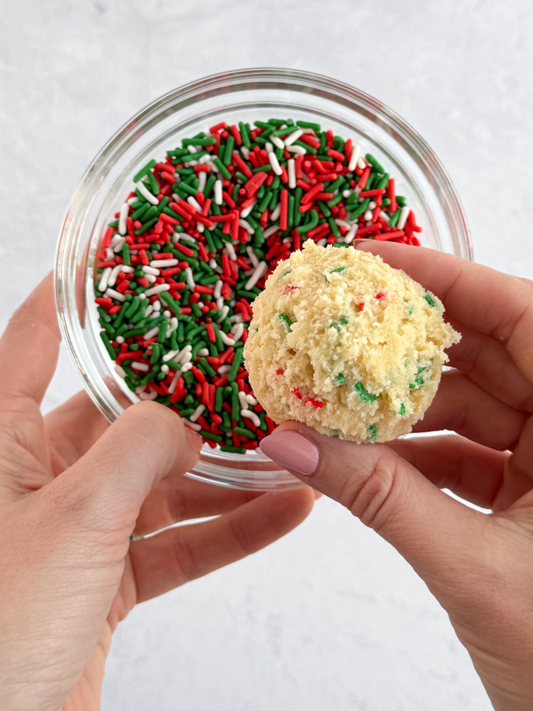 A scooped cookie dough ball.