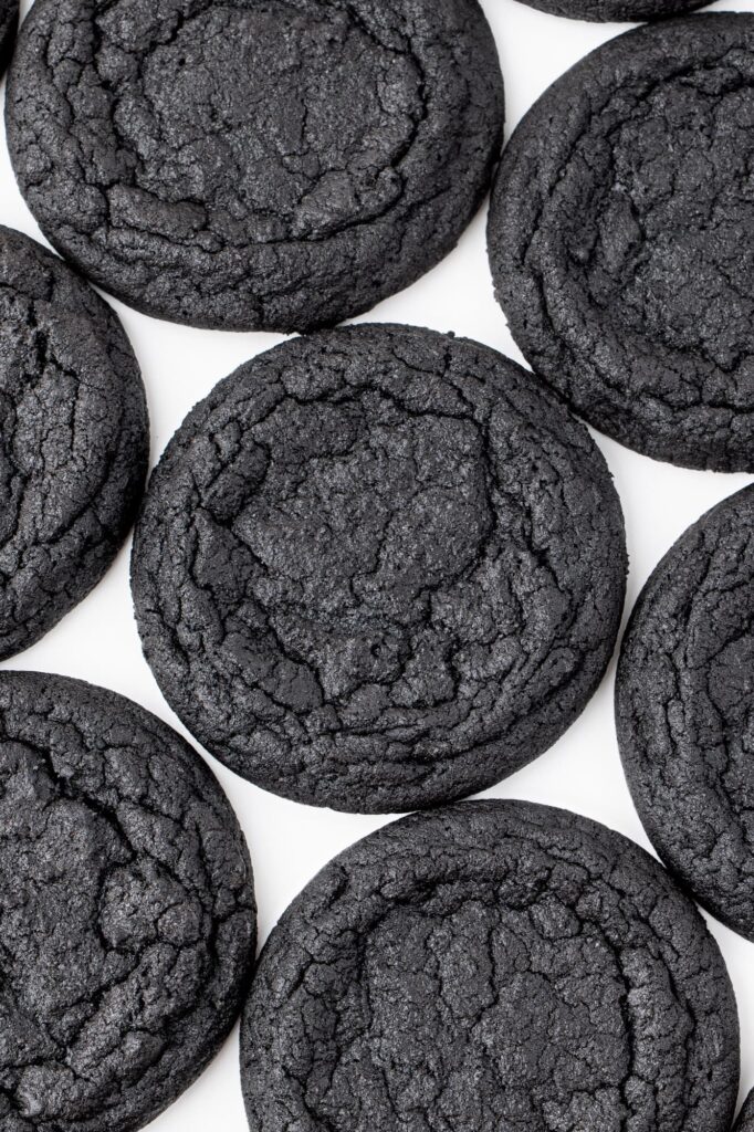 Sugar cookies made with black cocoa powder.