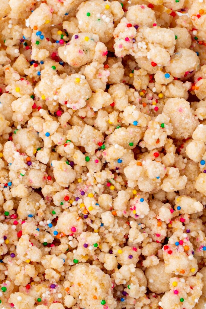 Birthday cake crumbs.