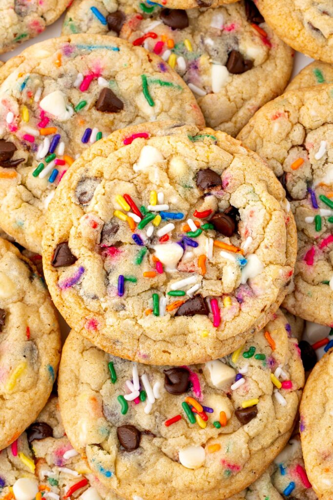 Cake batter chocolate chip cookies.