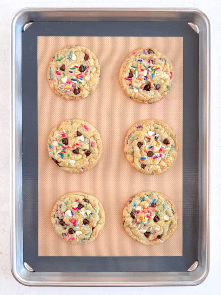 Baked cookies on a baking sheet pan.