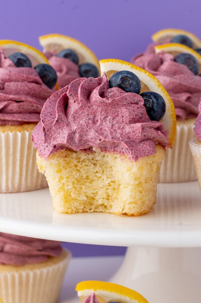 A bite out of a cupcake to show the interior texture.