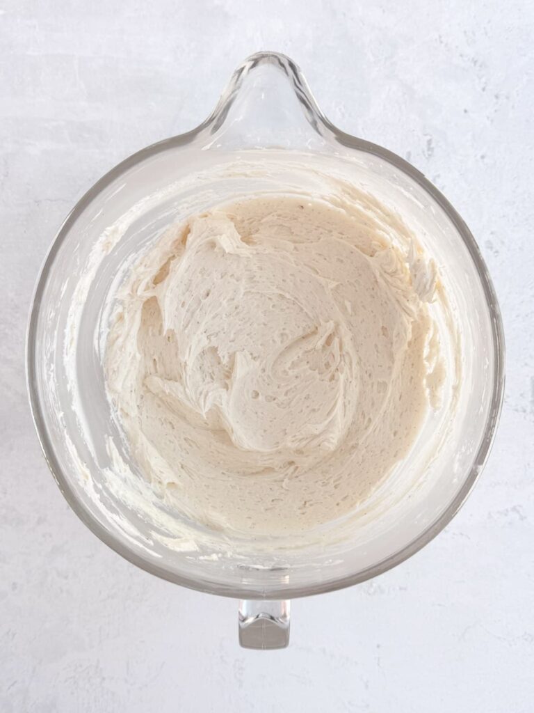 Whipped vanilla buttercream frosting.
