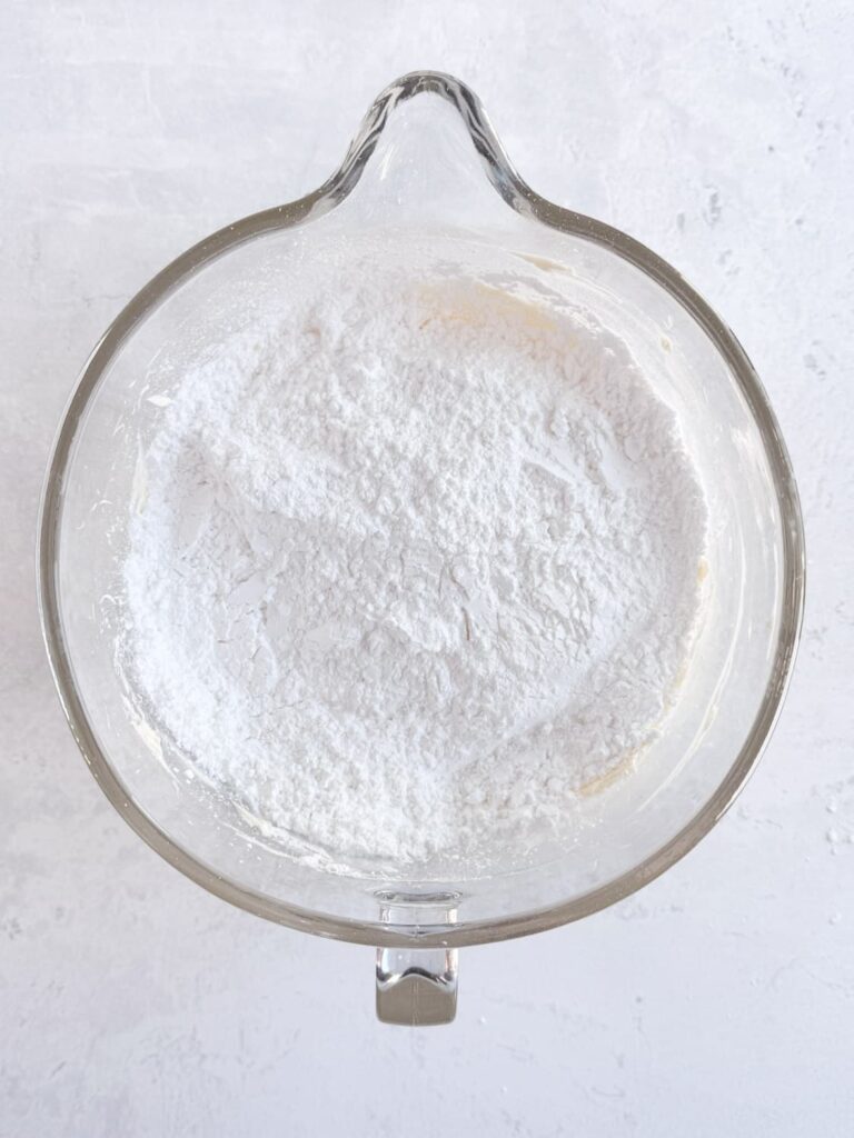 Powdered sugar in a mixing bowl.
