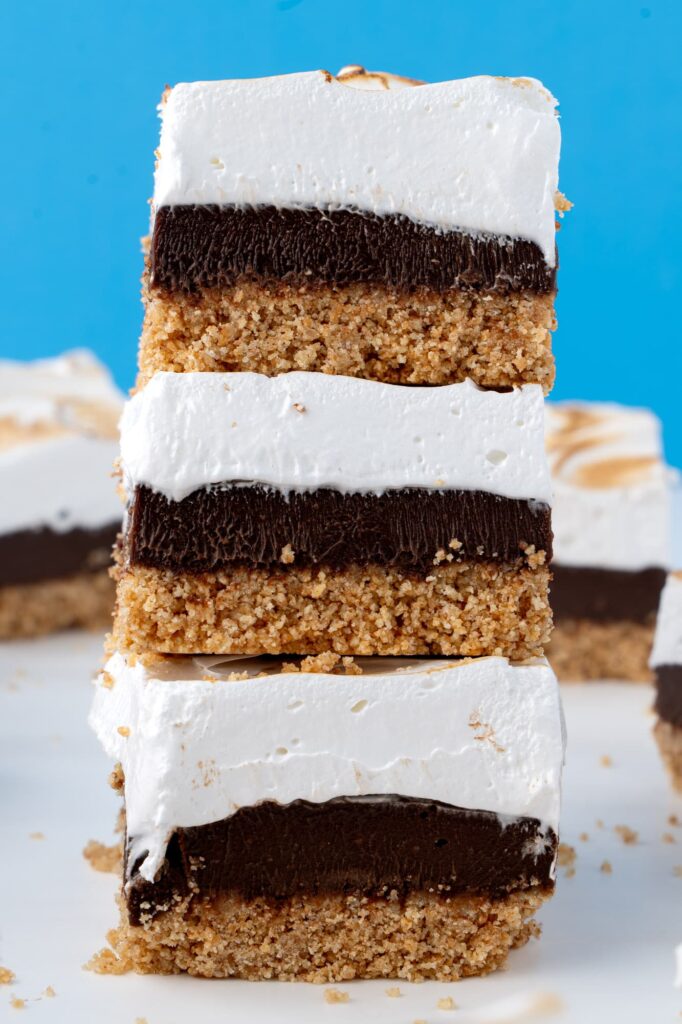 A stack of the s'mores bars.