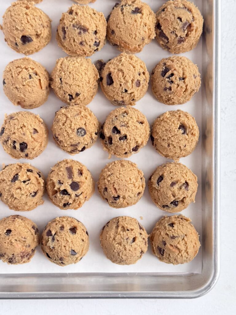 Scooped peanut butter s'mores cookie dough.