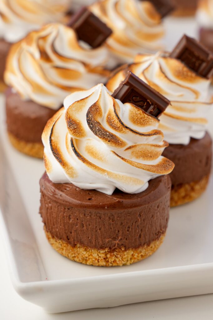 No bake s'mores cheesecakes.