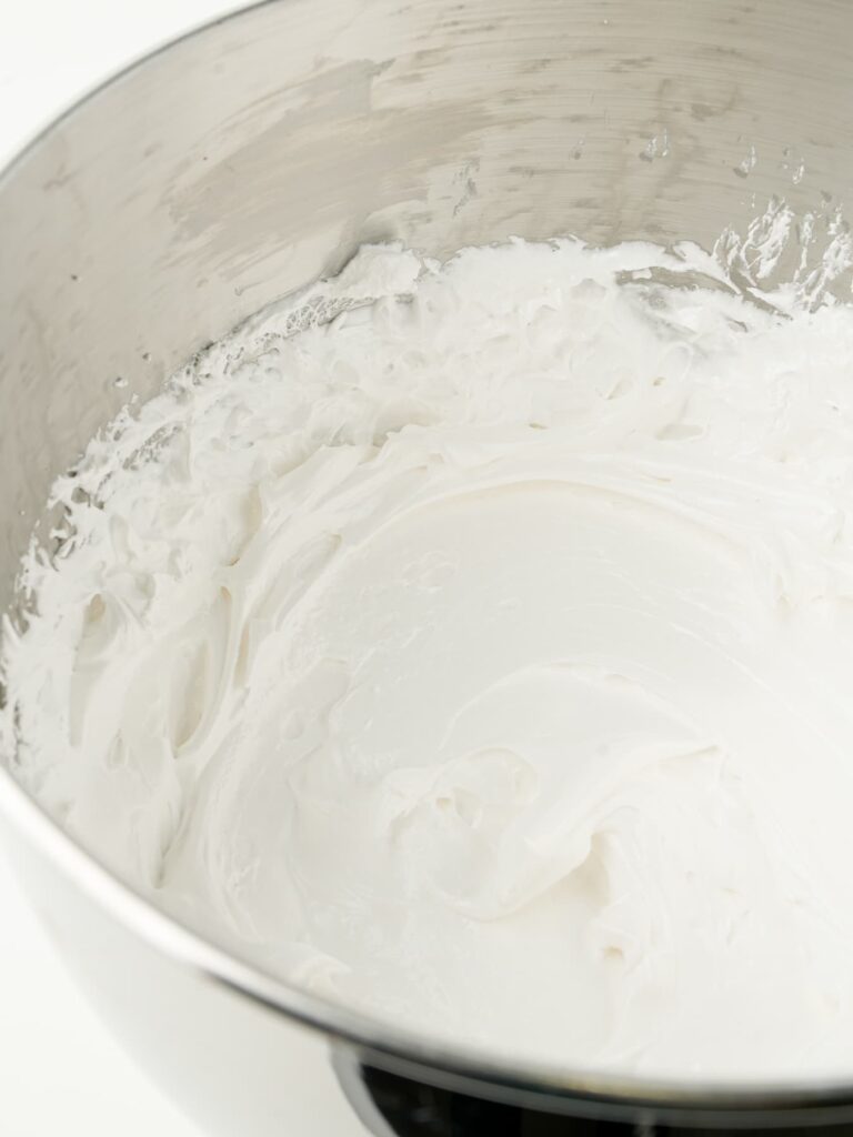 Marshmallow fluff in a mixing bowl.