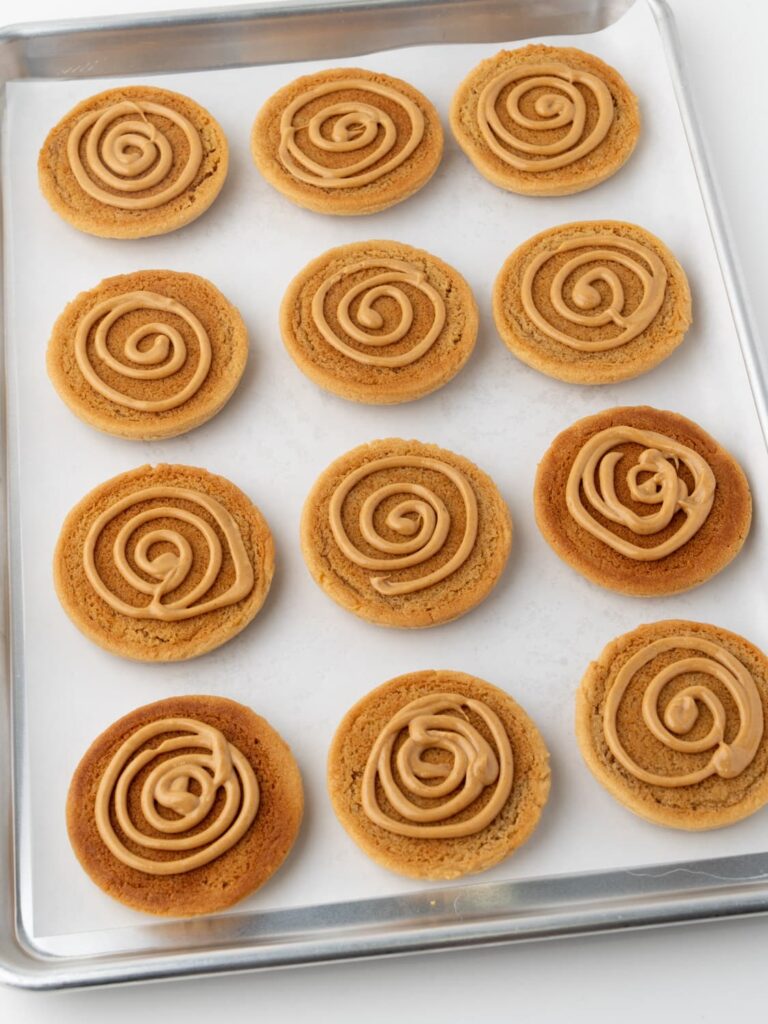 Peanut butter swirled onto the peanut butter cookies.