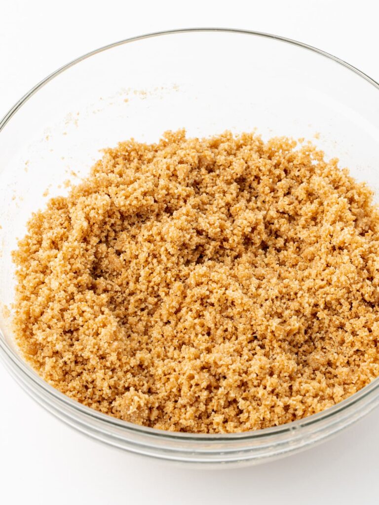 Graham cracker crumbs in a bowl.