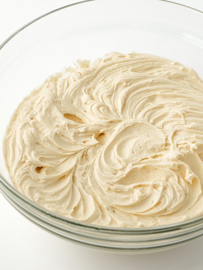 Salted caramel buttercream mixed until smooth and creamy.